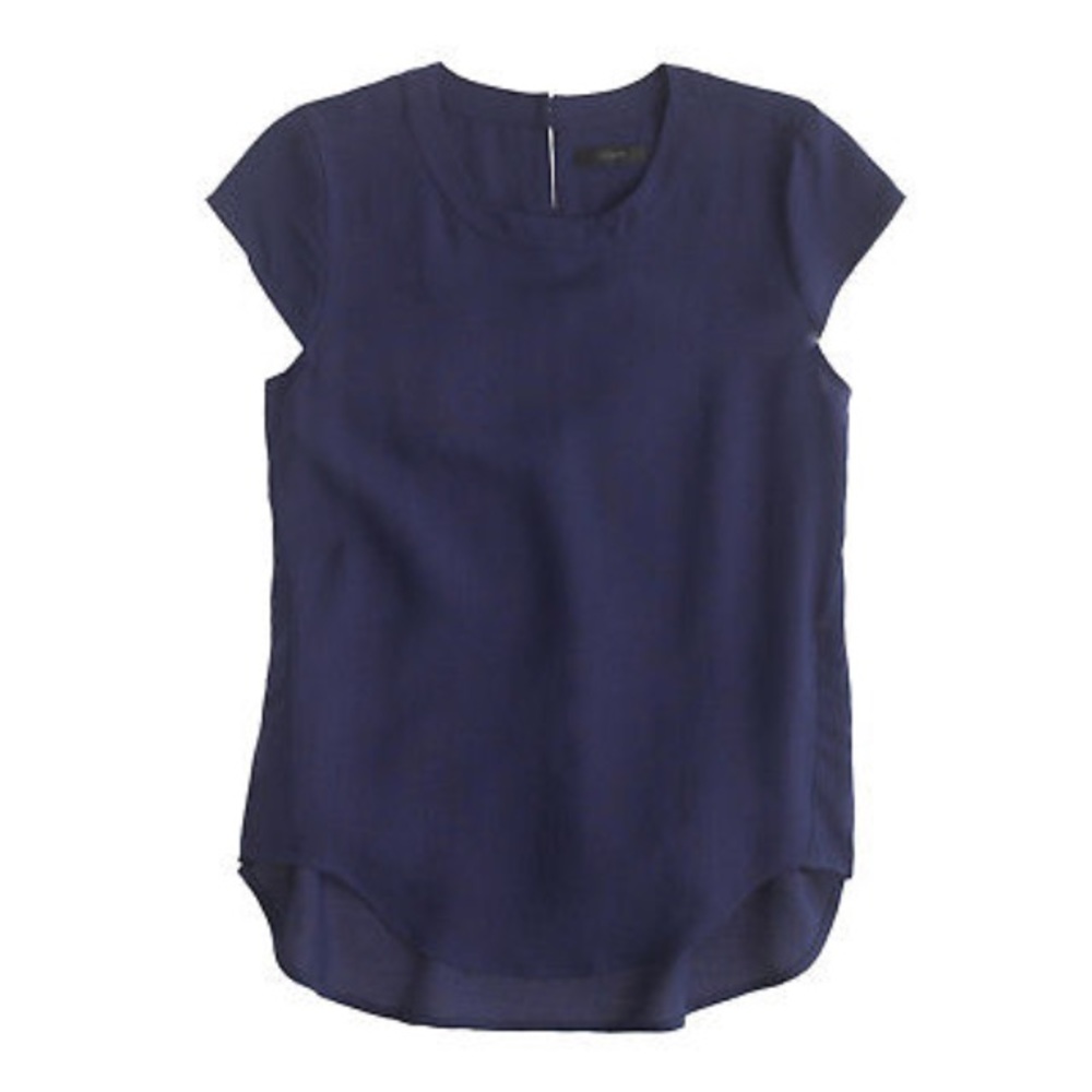 J. Crew Tall Drapey Oxford Crepe Cap-sleeve Top